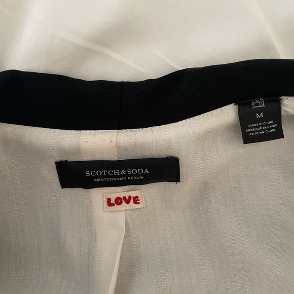 Maison Scotch & Soda Love long Black Blazer with crepe tie front shawl collar. - Picture 6 of 9